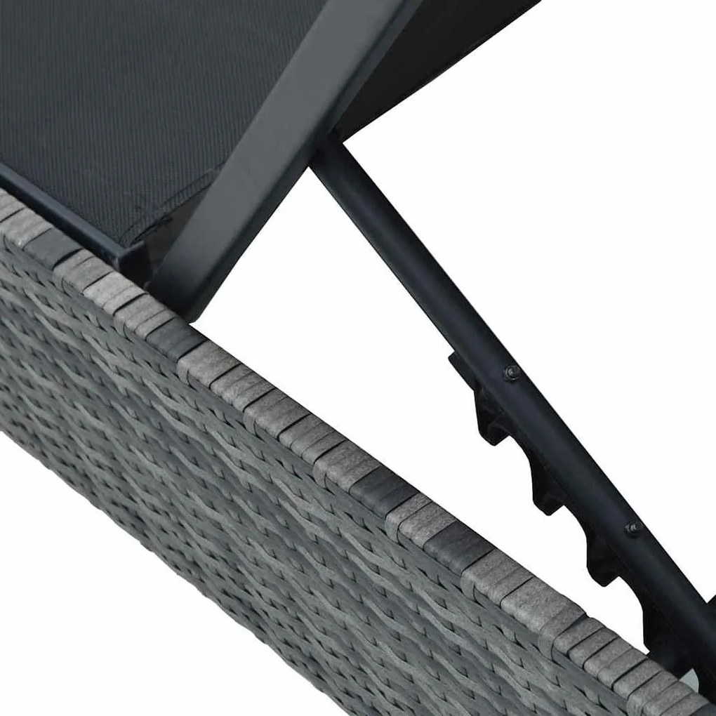 vidaXL Ξαπλώστρα με μαξιλάρι Γκρι 60 x 200 x 27εκ συνθετικό ρατάν