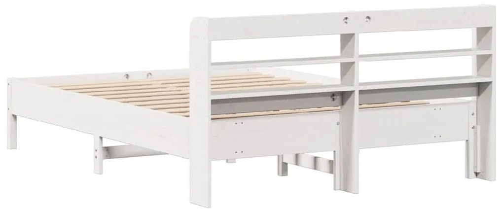 vidaXL Σκελετός Κρεβ. Χωρίς Στρώμα Λευκό 140x200 εκ Μασίφ Πεύκο