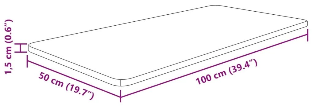 vidaXL Πάγκος Μπάνιου 100x50x1,5 εκ. Ακατέργαστο Μασίφ Ξύλο