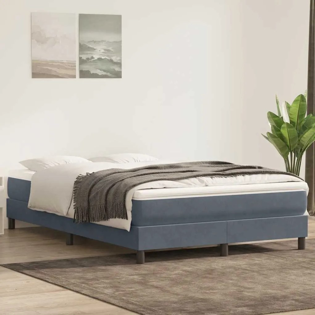 BOX SPRING ΚΡΕΒΑΤΙ ΧΩΡΙΣ ΣΤΡΩΜΑ ΣΚΟΥΡΟ ΓΚΡΙ ΒΕΛΟΥΔΙΝΟ 3315826