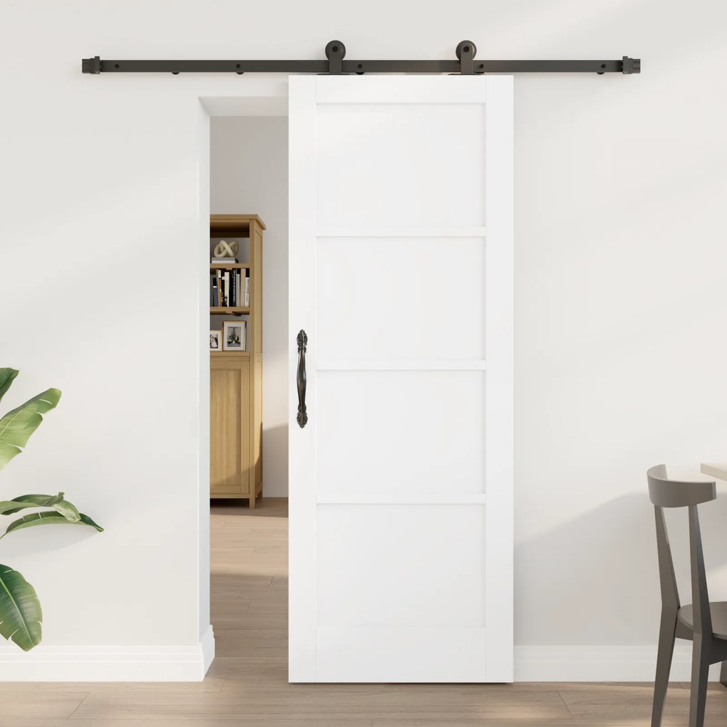 vidaXL Συρόμενη Πόρτα με Σετ Εξαρτημάτων Λευκή 73.5x198.5 εκ Κωνσολίνα Ξύλου