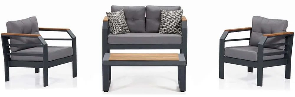 Σαλόνι Κήπου Assento (Σετ 4Τμχ) 561CLR1101 Grey Four Seater