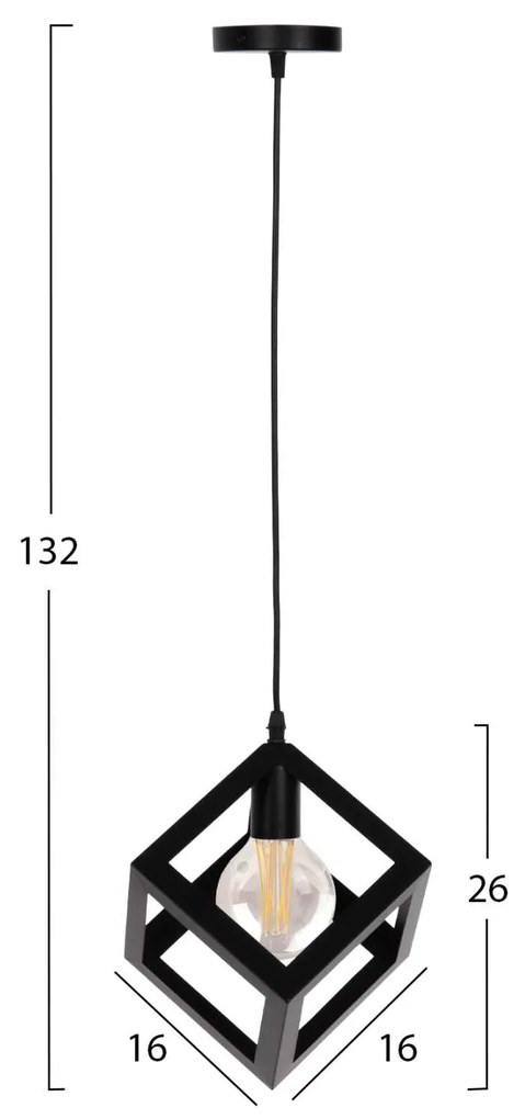 ΦΩΤΙΣΤΙΚΟ ΟΡΟΦΗΣ ΚΡΕΜΑΣΤΟ HM4192 ΜΑΥΡΟΣ ΜΕΤΑΛΛΙΚΟΣ ΚΥΒΟΣ 16x16x132Υεκ.
