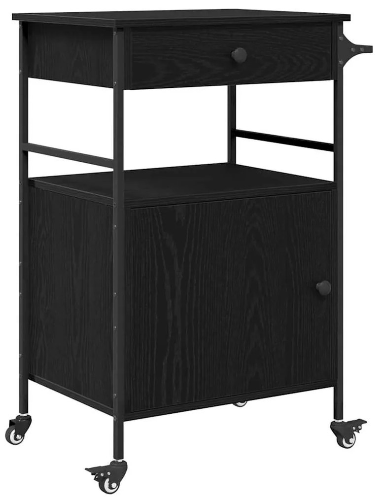 vidaXL Καλάθι Κουζίνας Μαύρης Δρυός 56x43x89.5 εκ. Κατασκευασμένο Ξύλο