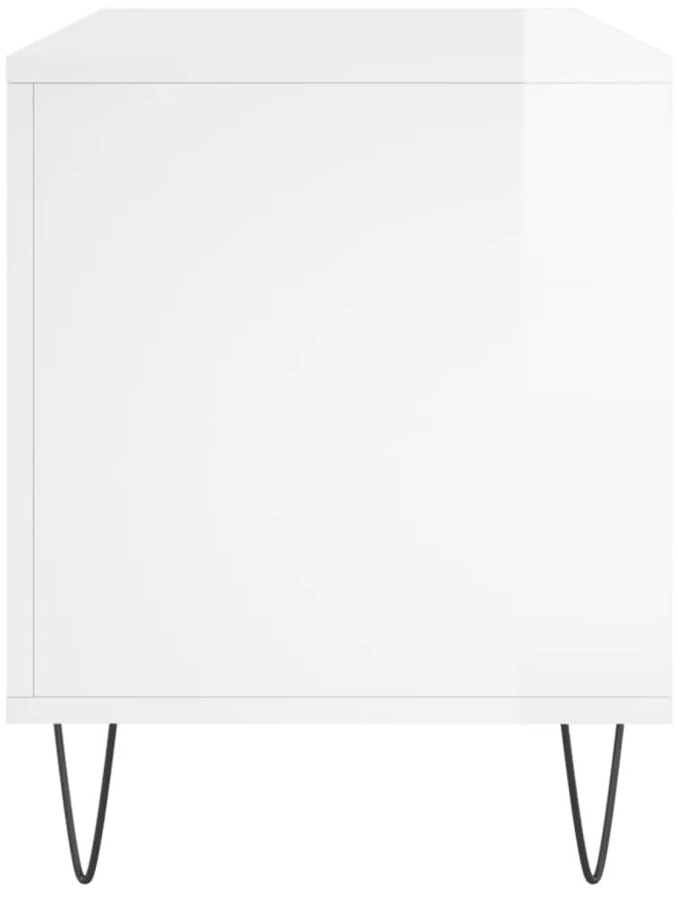 vidaXL Έπιπλο Δίσκων Γυαλ. Λευκό 100x38x48 εκ. από Επεξεργασμένο Ξύλο