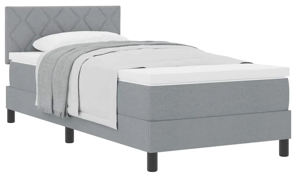 vidaXL Κρεβάτι box spring με στρώμα Ανοιχτό γκρι 90 x 190 cm ύφασμα