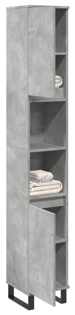 Ντουλάπι Μπάνιου Γκρι Σκυροδέματος 30x30x190 εκ. Επεξ. Ξύλο