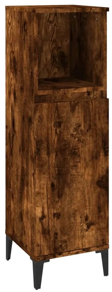 vidaXL Ντουλάπι Μπάνιου Καπνιστή Δρυς 30x30x100 εκ. Επεξεργασμένο Ξύλο