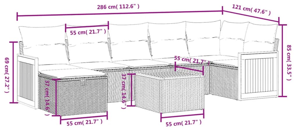 vidaXL Σετ Καναπέ Κήπου 8 τεμ. Μικτό Μπεζ Συνθετικό Ρατάν με Μαξιλάρια