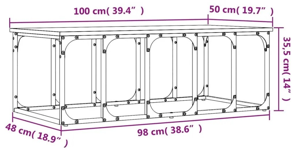 Τραπεζάκι Σαλονιού Καφέ Δρυς 100x50x35,5 εκ. Επεξεργασμένο Ξύλο - Καφέ