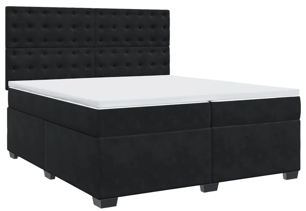 vidaXL Κρεβάτι Boxspring με Στρώμα Μαύρο 200x200 εκ. Βελούδινο