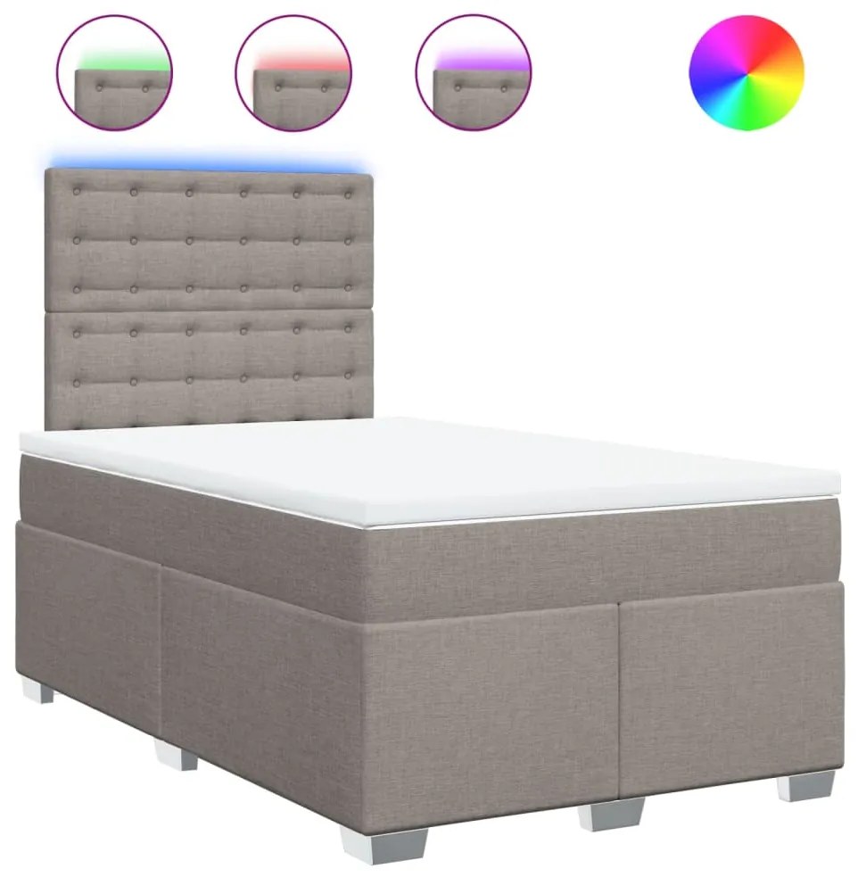 vidaXL Κρεβάτι Boxspring με Στρώμα Taupe 120x190 εκ. Υφασμάτινο