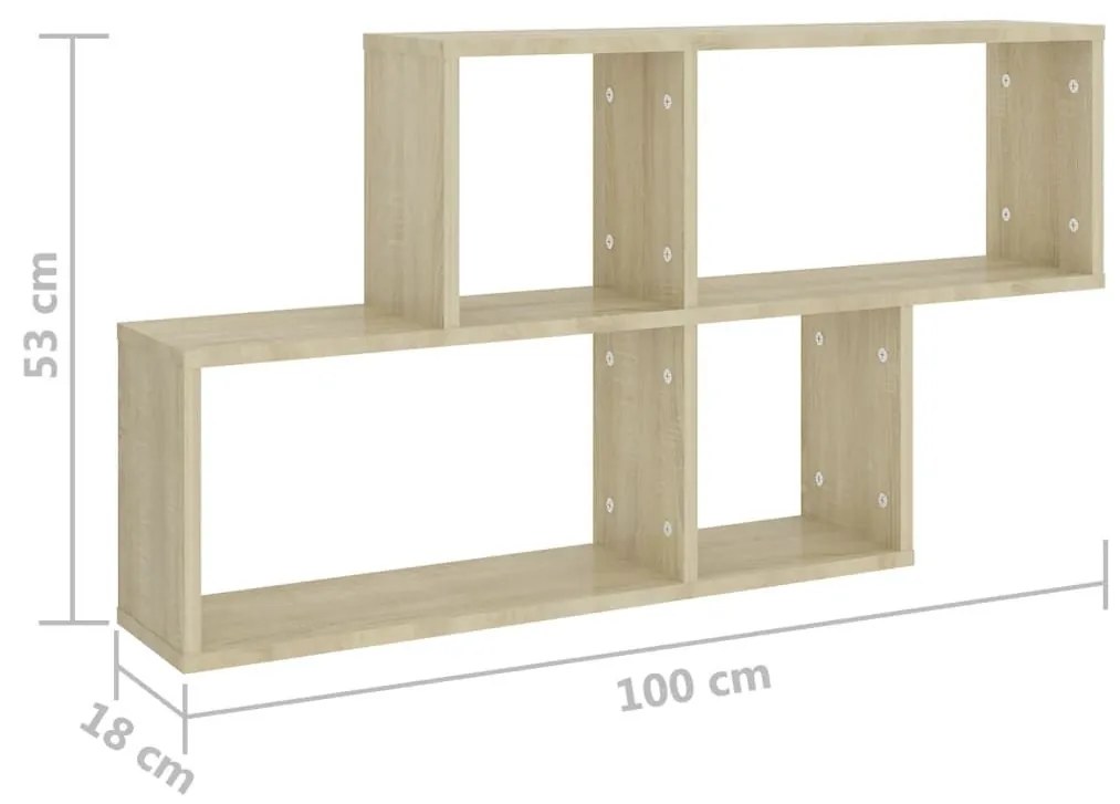 Ράφι Τοίχου Sonoma Δρυς 100x18x53 εκ. από Επεξεργασμένο Ξύλο - Καφέ