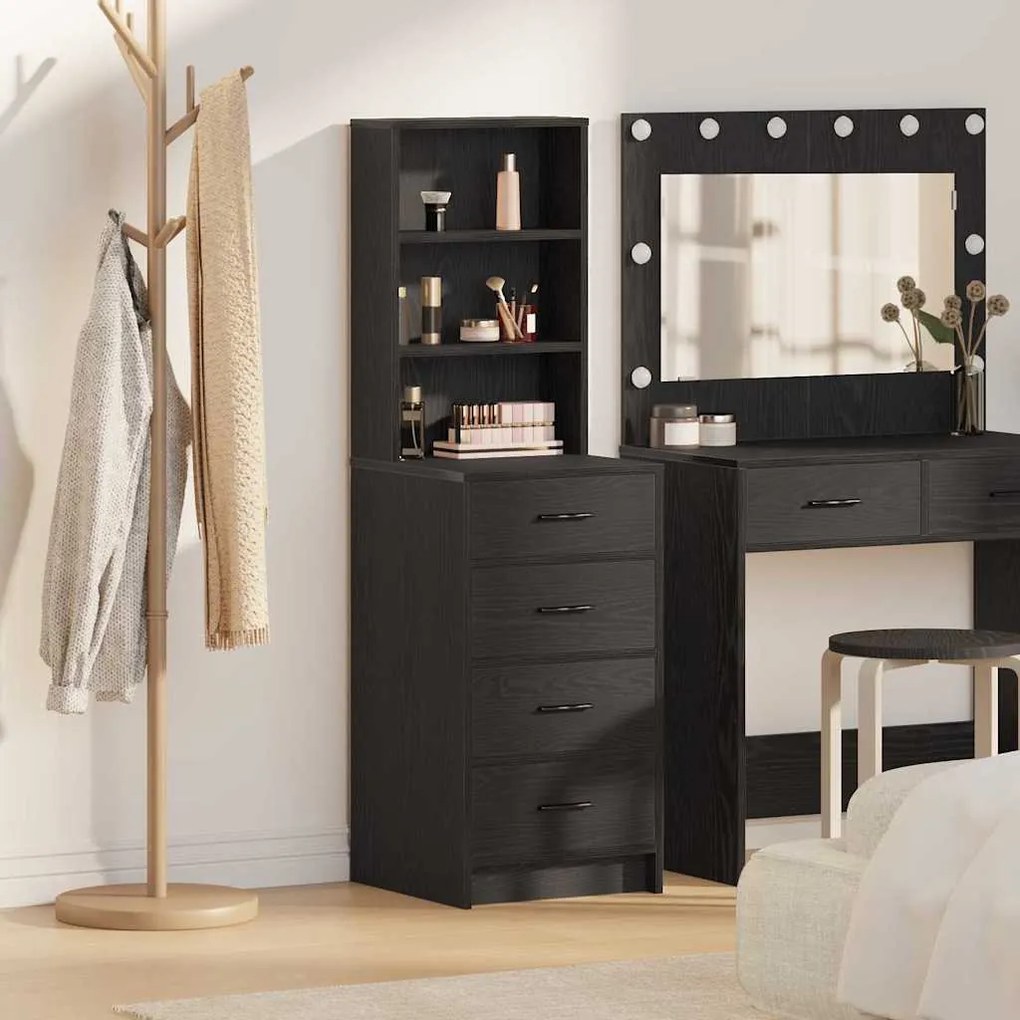 Highboard Μαύρη δρυς 40 x 41 x 135 εκ. Επεξεργασμένο ξύλο