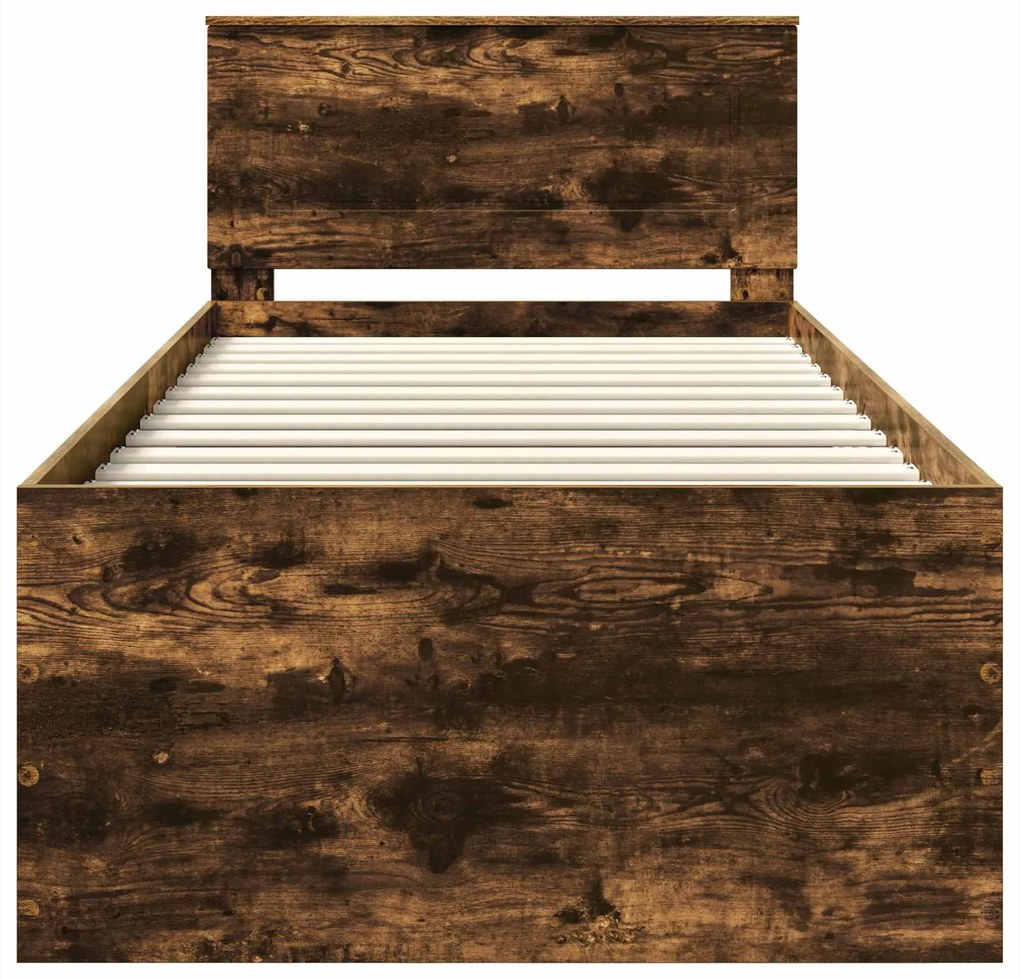 vidaXL Σκελετός Κρεβατιού με κεφαλάρι Καπνιστό Δρύς 120 x 200 cm