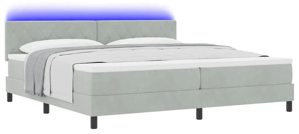 vidaXL Κρεβάτι με ελατήρια Ανοιχτό γκρι 200 x 200 cm Βελούδο