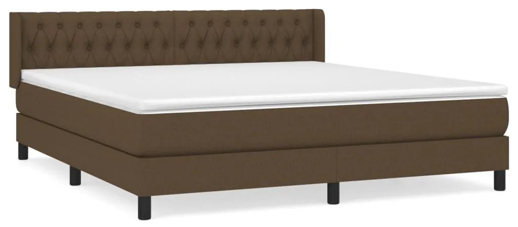 Κρεβάτι Boxspring με Στρώμα Σκούρο Καφέ 180x200 εκ Υφασμάτινο - Καφέ