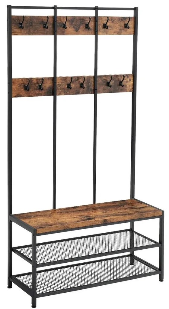 Σετ διαδρόμου Burbank 116, 184x100x40cm, 17 kg, Μαύρο, Καφέ, Πλαστικοποιημένη μοριοσανίδα, Μέταλλο, Εντοιχισμένη | Epipla1.gr