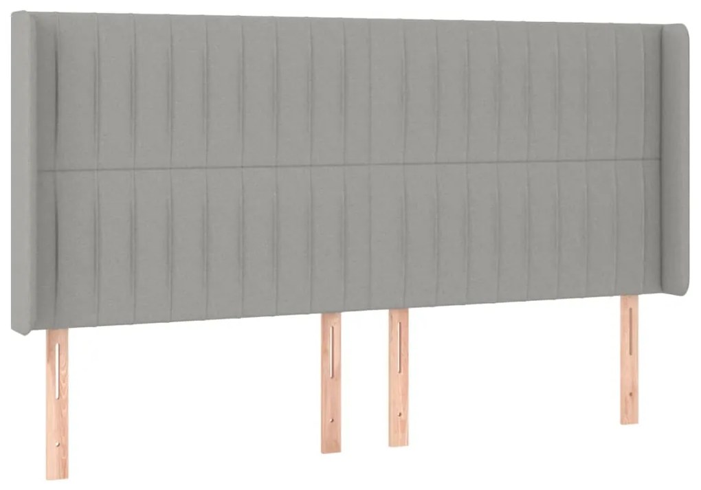 Κεφαλάρι με Πτερύγια Ανοιχτό Γκρι 183x16x118/128 εκ. Υφασμάτινο 3119832