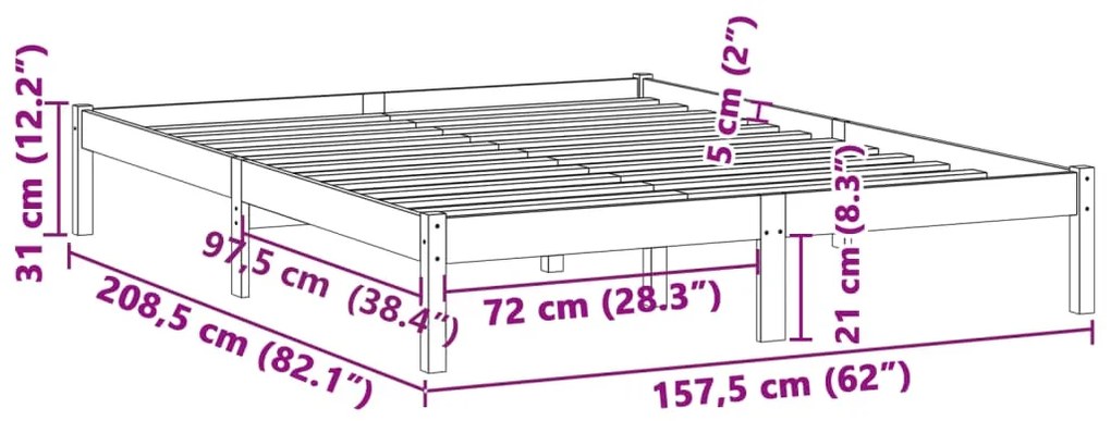 ΣΚΕΛΕΤΟΣ ΚΡΕΒΑΤΙΟΥ ΧΩΡΙΣ ΣΤΡΩΜΑ 152X203 ΕΚ. ΜΑΣΙΦ ΠΕΥΚΟ 822459