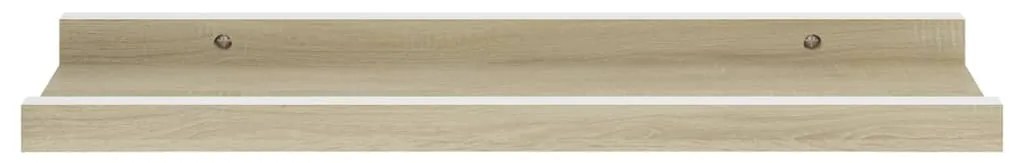 vidaXL Ράφια Τοίχου 2 τεμ. Λευκό και Sonoma Δρυς 40 x 9 x 3 εκ.