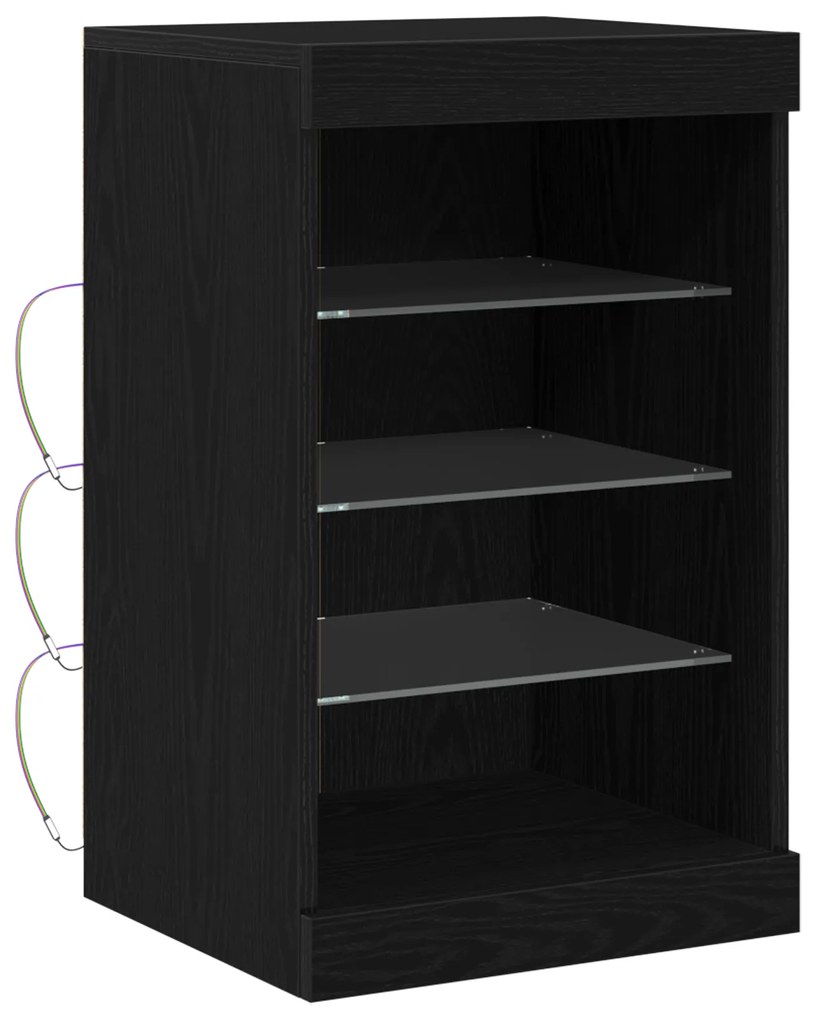 vidaXL Μπουφές με LED Φώτα Μαύρο Δρυς 41x37x67 εκ.