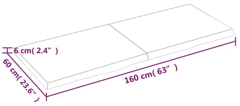 Πάγκος Μπάνιου Σκούρο Καφέ 160x60x(2-6) εκ. Επεξεργ. Μασίφ Ξύλο - Γκρι