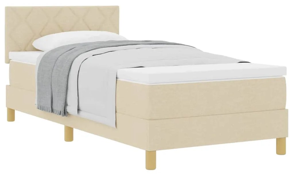 vidaXL Κρεβάτι box spring με στρώμα με στρώμα Κρεμ 100 x 200 cm ύφασμα