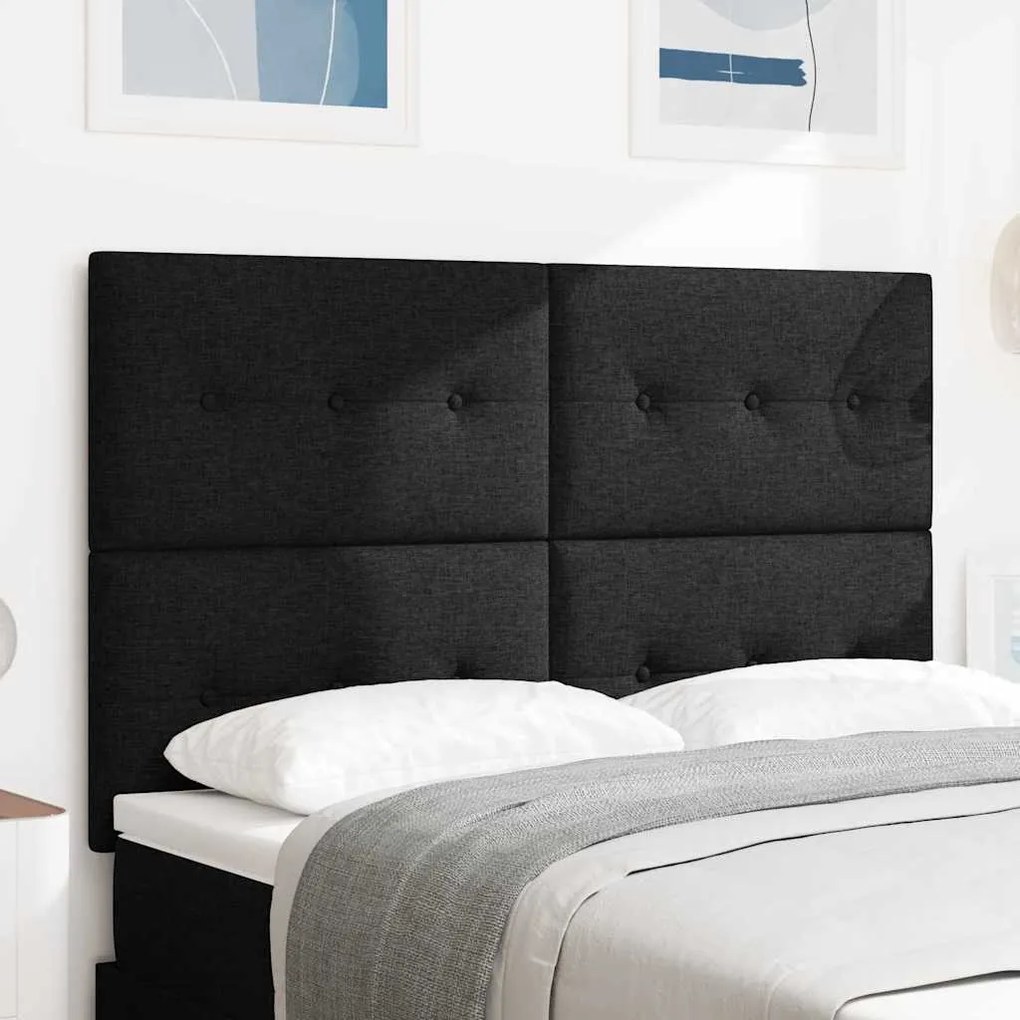 vidaXL LED Κεφαλάρι με φώτα λωρίδας LED Μαύρο 144 cm ύφασμα