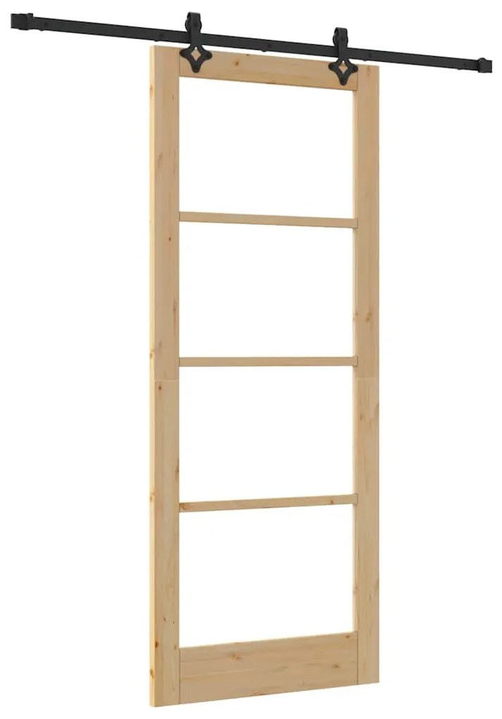 vidaXL Συρόμενη Πόρτα Χειροκίνητος Καφέ 86 x 211 cm Ξύλο και μέταλλο