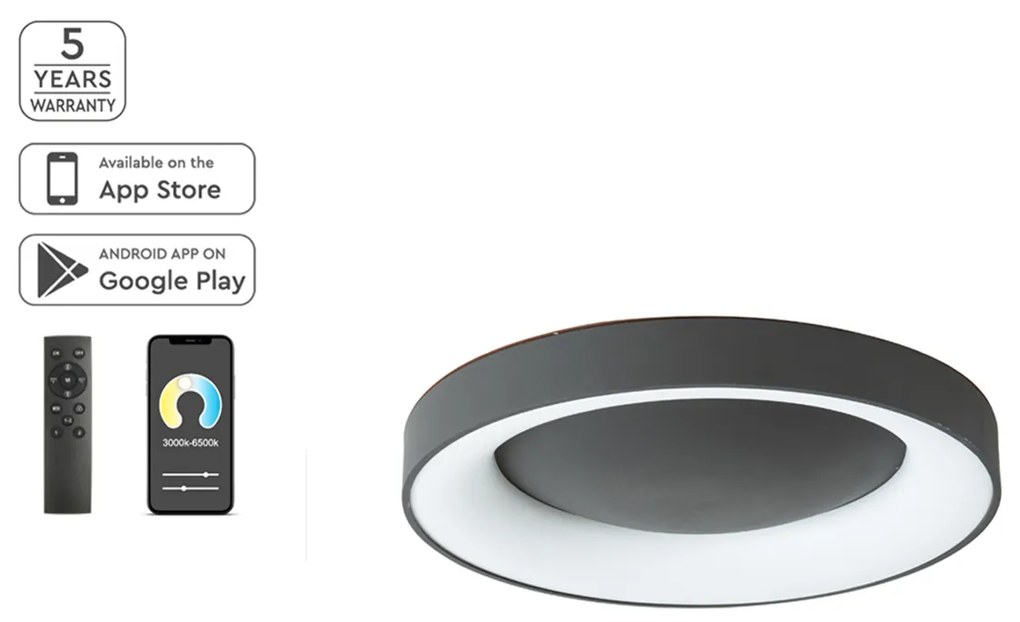 Φωτιστικό Πλαφονιέρα LED Dimmable Smart WiFi Homelighting Amaya 77-8154 Black