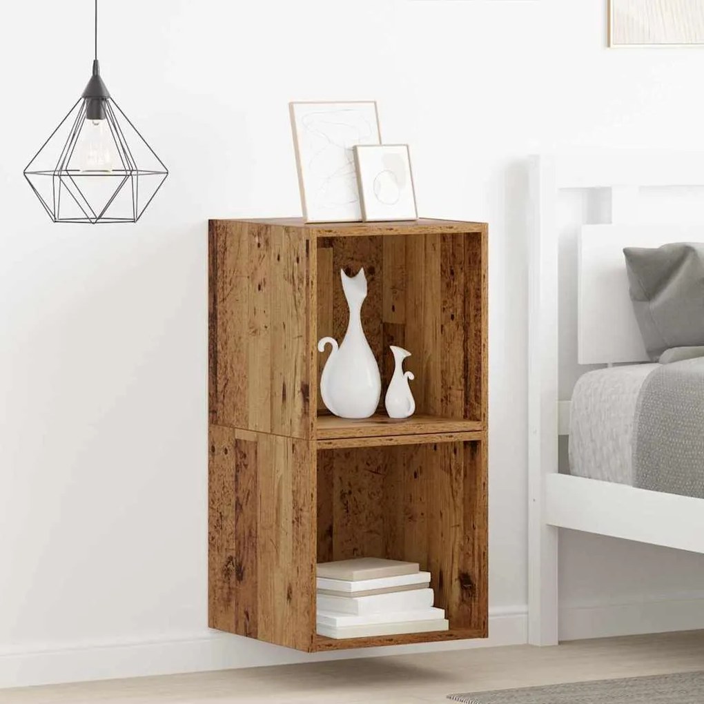 vidaXL Ντουλάπα Τοίχου με ράφι 2 pcs Παλαιό ξύλο 37 x 37 x 37 εκ