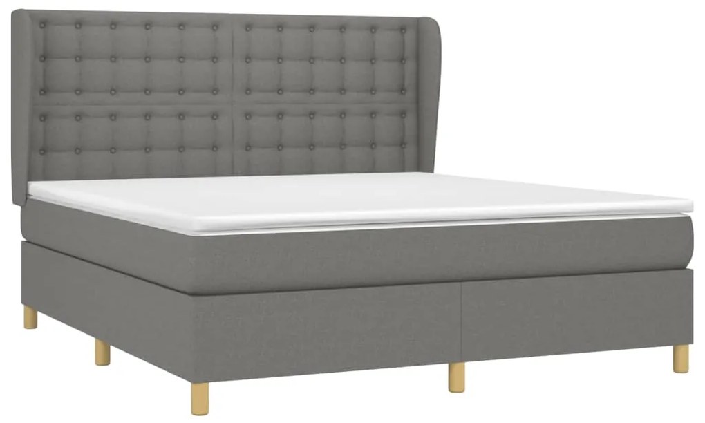 Κρεβάτι Boxspring με Στρώμα Σκούρο Γκρι 160x200 εκ Υφασμάτινο - Γκρι