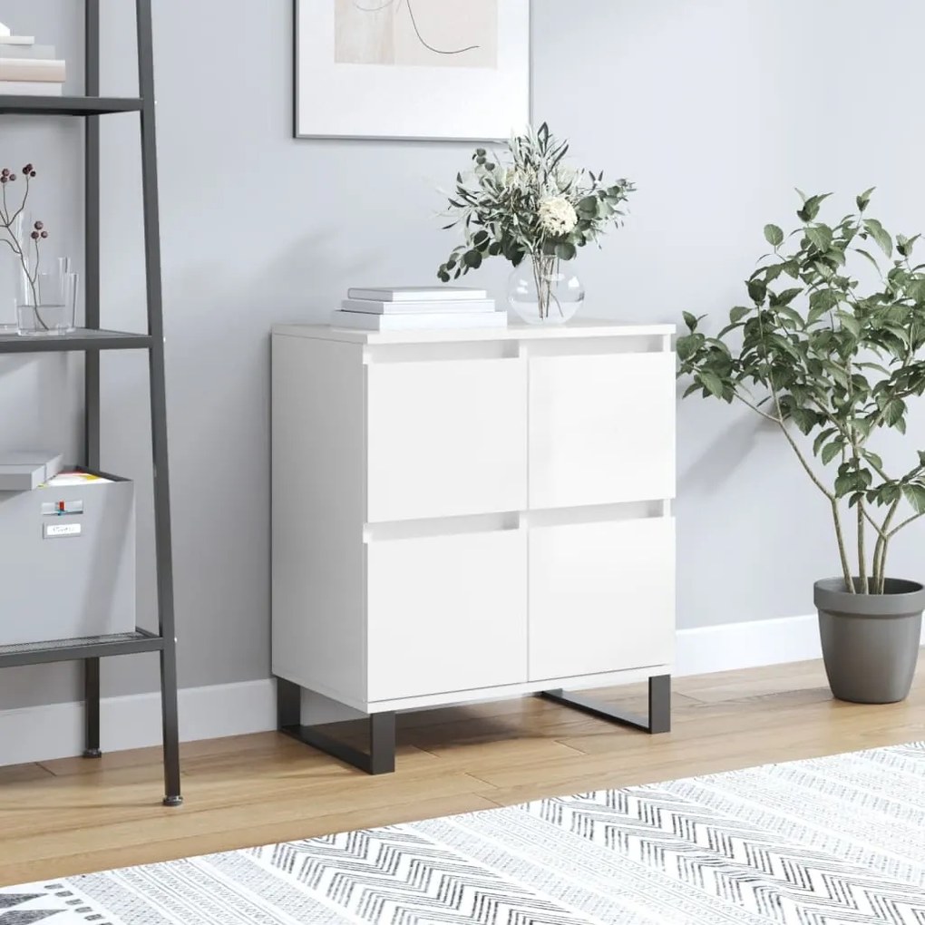 vidaXL Ντουλάπι Γυαλιστερό Λευκό 60x35x70 εκ. από Επεξεργασμένο Ξύλο