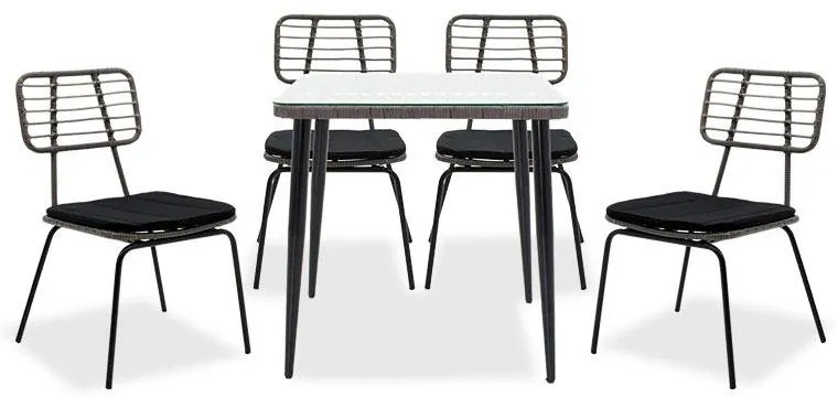 Τραπεζαρία Naoki σετ 5τεμ μέταλλο μαύρο pe γκρι.