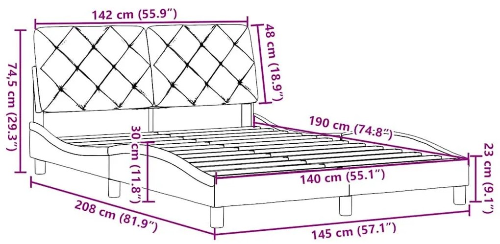 Σκελετός Κρεβατιού Χωρίς Στρώμα Μαύρο 140x190 εκ. Υφασμάτινο - Μαύρο