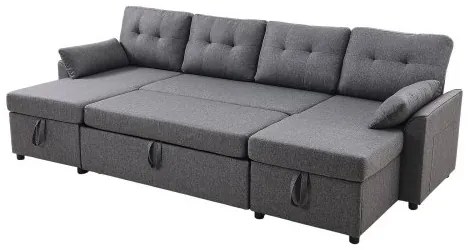 VEVOR U Shaped Sofa Bed 6-Seat Convertible Sleeper Sofa Bed Double Chaise Gray