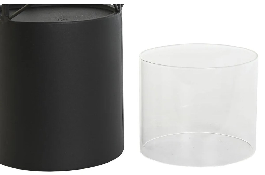 Κηροπήγιο Home ESPRIT Μαύρο Μέταλλο Κρυστάλλινο 24,5 x 24,5 x 46 cm (x2)