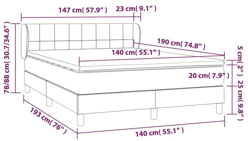 Κρεβάτι Boxspring με Στρώμα Σκούρο Πράσινο 140x190εκ. Βελούδινο - Πράσινο