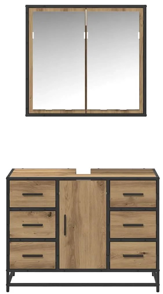 vidaXL Σετ Επίπλων Μπάνιου με πόρτα 2 pcs artisan δρυς 80 x 33 x 60 εκ