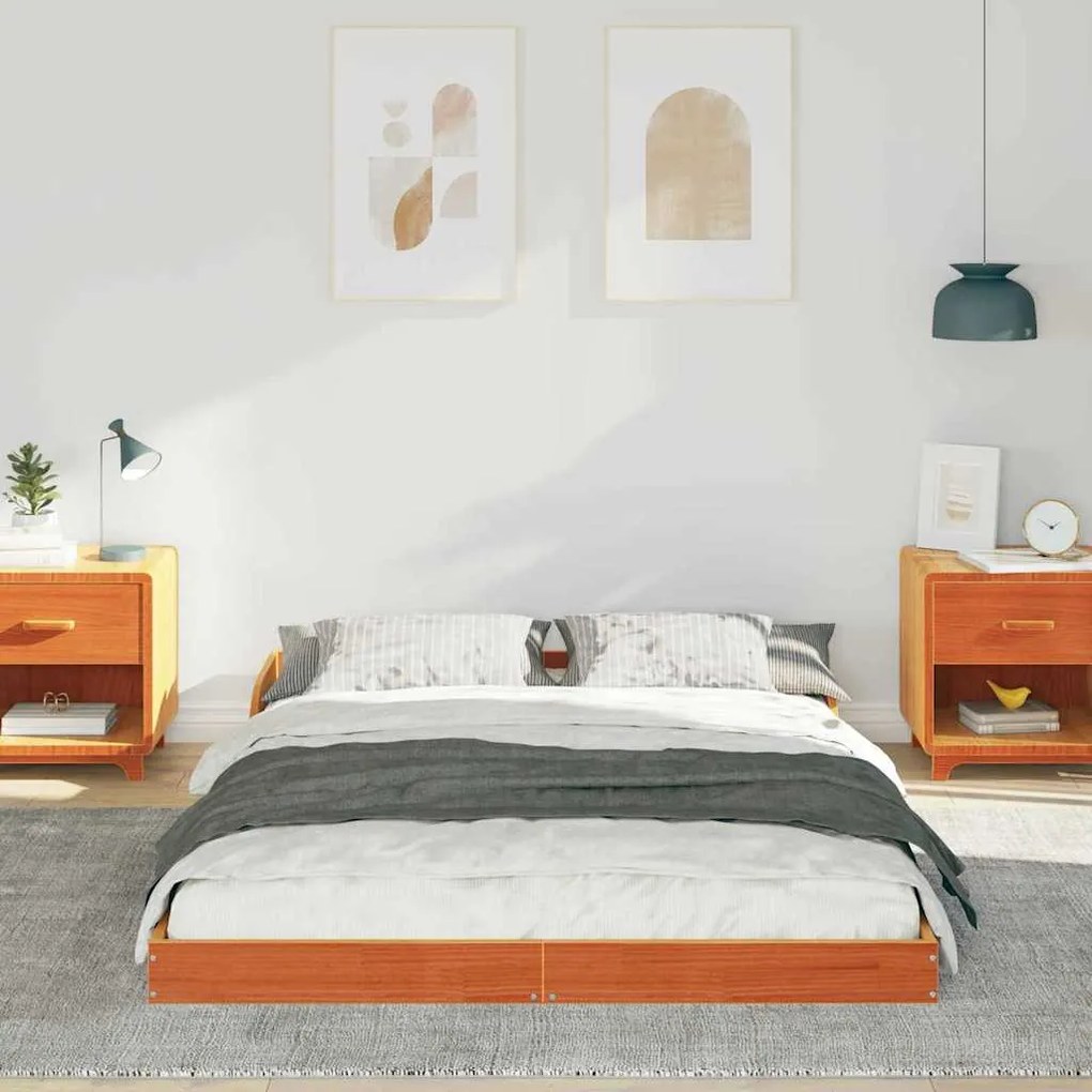 vidaXL Σκελετός Κρεβατιού Καφέ κεριού 120 x 200 cm Μασίφ ξύλο πεύκου