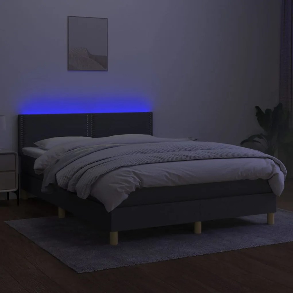 ΚΡΕΒΑΤΙ BOXSPRING ΜΕ ΣΤΡΩΜΑ &amp; LED ΣΚ.ΓΚΡΙ 140X190 ΕΚ ΥΦΑΣΜΑΤΙΝΟ 3133630