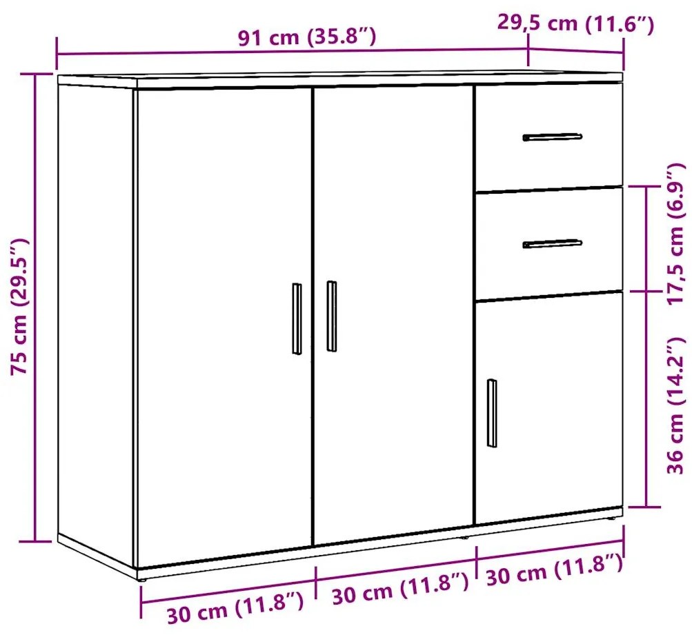 Ντουλάπι Αρτισιανή Δρυς 91x29,5x75 εκ. από Επεξεργασμένο Ξύλο - Καφέ
