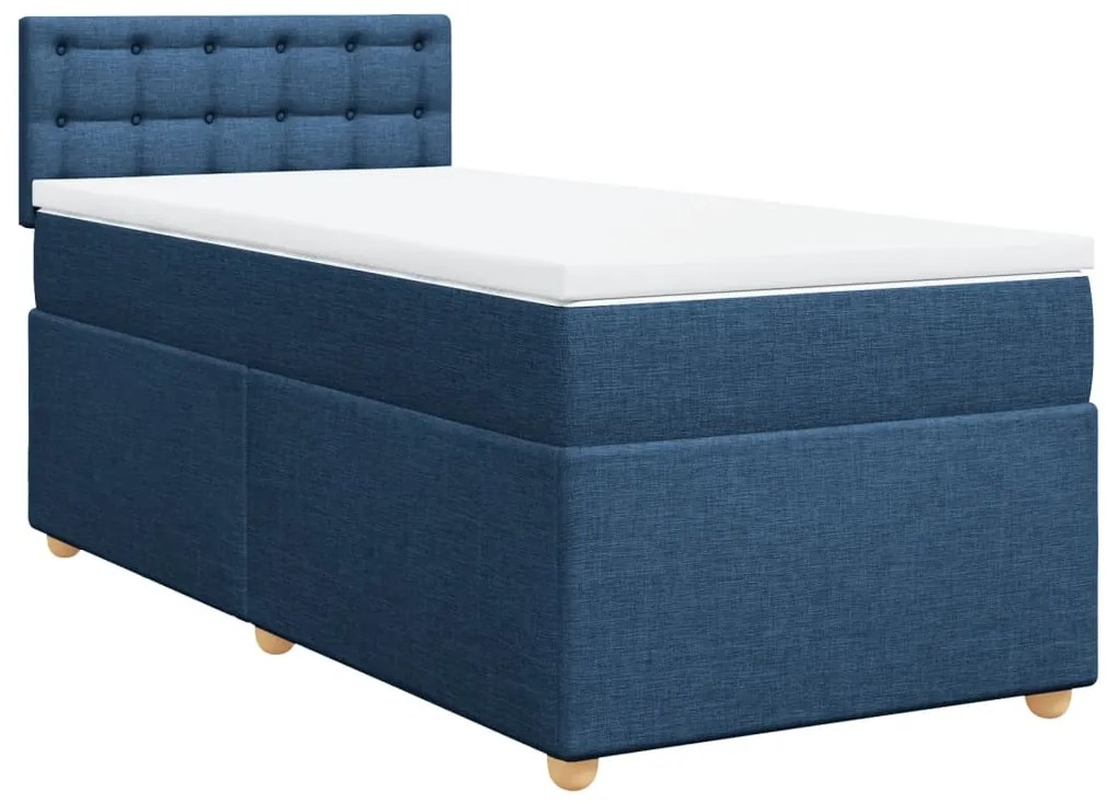 vidaXL Κρεβάτι Boxspring με Στρώμα Μπλε 80x200 εκ. Υφασμάτινο