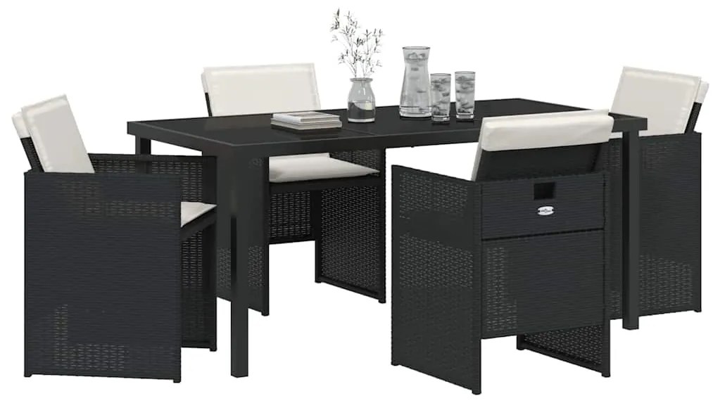 vidaXL Σέτ φαγητού για κήπο 5 pcs Μαύρο συνθετικό ρατάν