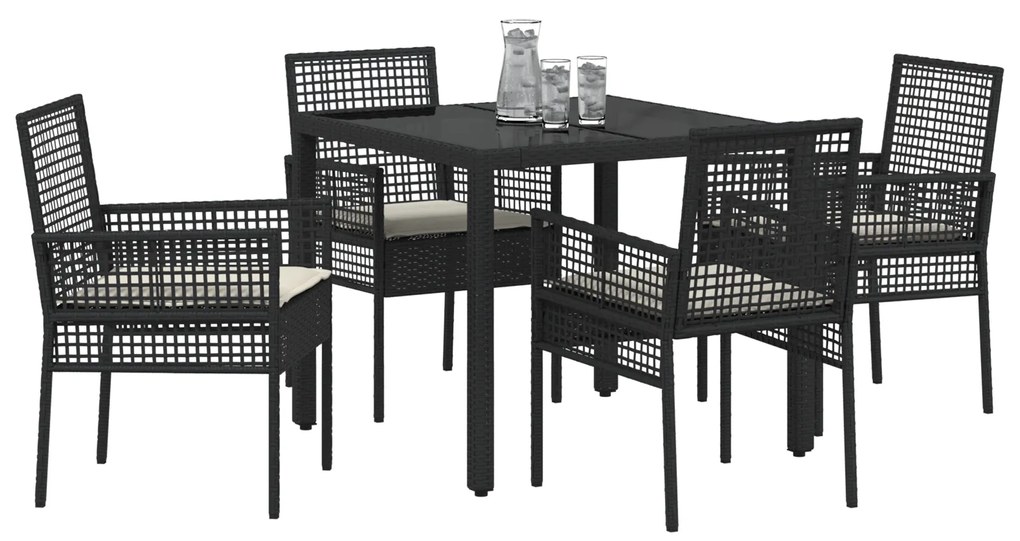 vidaXL Σέτ φαγητού για κήπο 5 pcs Μαύρο 90 x 90 x 75 cm