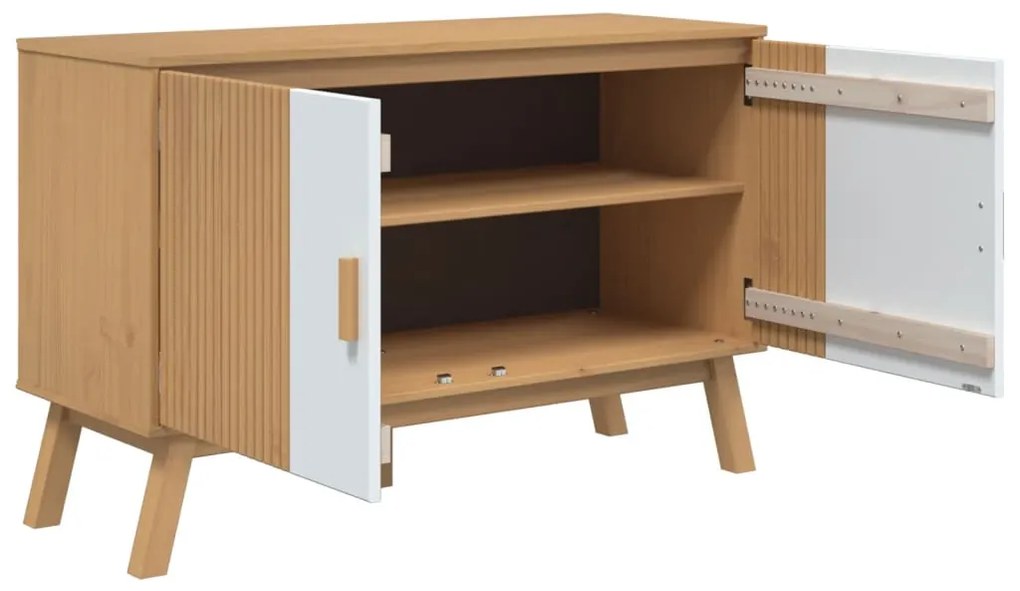 vidaXL Μπουφές OLDEN Λευκό &amp; Καφέ 114x43x73,5 εκ. Μασίφ Ξύλο Πεύκου