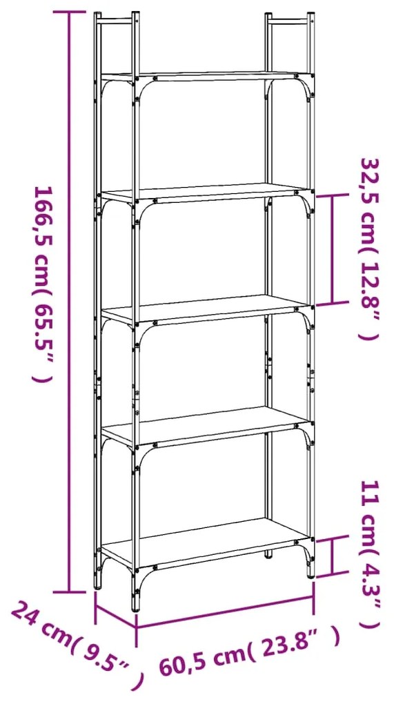 ΒΙΒΛΙΟΘΗΚΗ 5 ΕΠΙΠΕΔΩΝ SONOMA ΔΡΥΣ 60,5X24X166,5 ΕΚ. ΕΠΕΞ. ΞΥΛΟ 838864