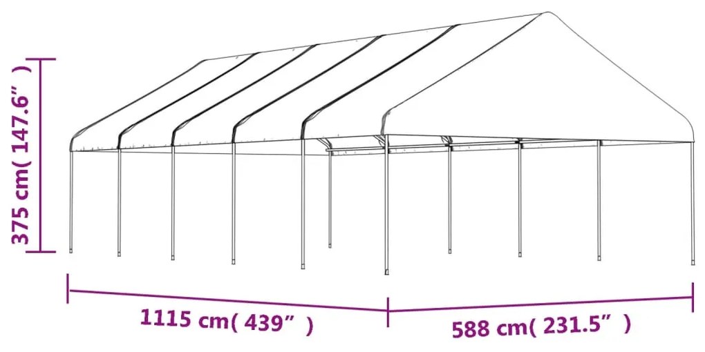 vidaXL Κιόσκι με Τέντα Λευκό 11,15 x 5,88 x 3,75 μ. από Πολυαιθυλένιο