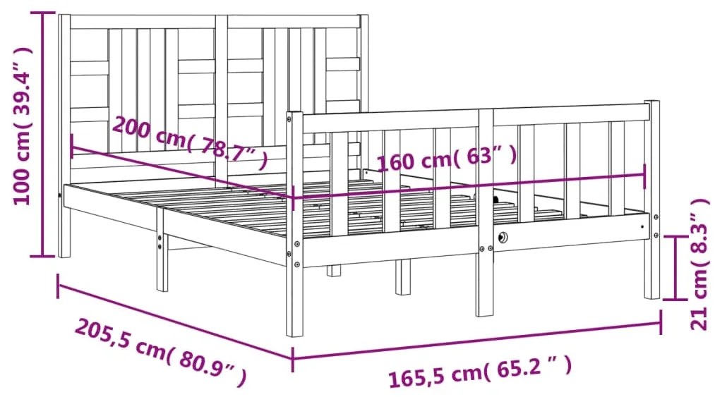 Σκελετός Κρεβ. Χωρίς Στρώμα Λευκό 160x200 εκ Μασίφ Πεύκο - Λευκό